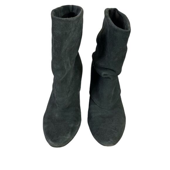 STEVE MADDEN FOLD High Cone Heels Ankle Boots Gray Suede Genuine Leather sz 7 M - Picture 5 of 16